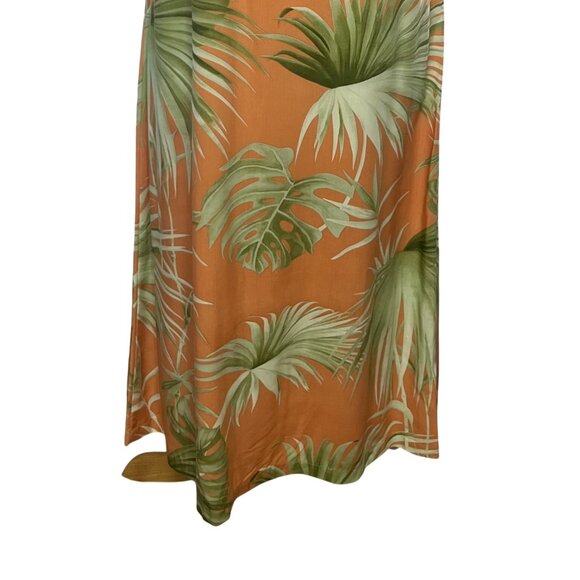 Hilo Hattie Hawaiian Dress Size Medium Orange Green Sleeveless Tropical Leaf - Picture 4 of 7